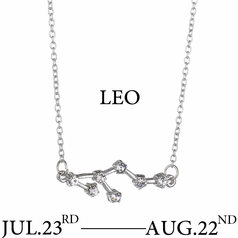 Leo Серебряное ожерелье со знаком зодиака и звездой 12 Созвездие с подвеской, стразы, ожерелье-чокер, подарок на Рождество, день рождения - Окраска металла: Leo