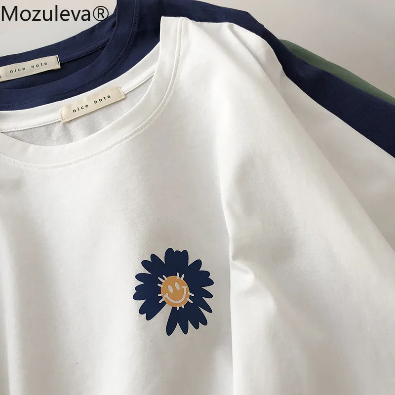 Женская хлопковая футболка с коротким рукавом и принтом смайлика 2021 | одежда