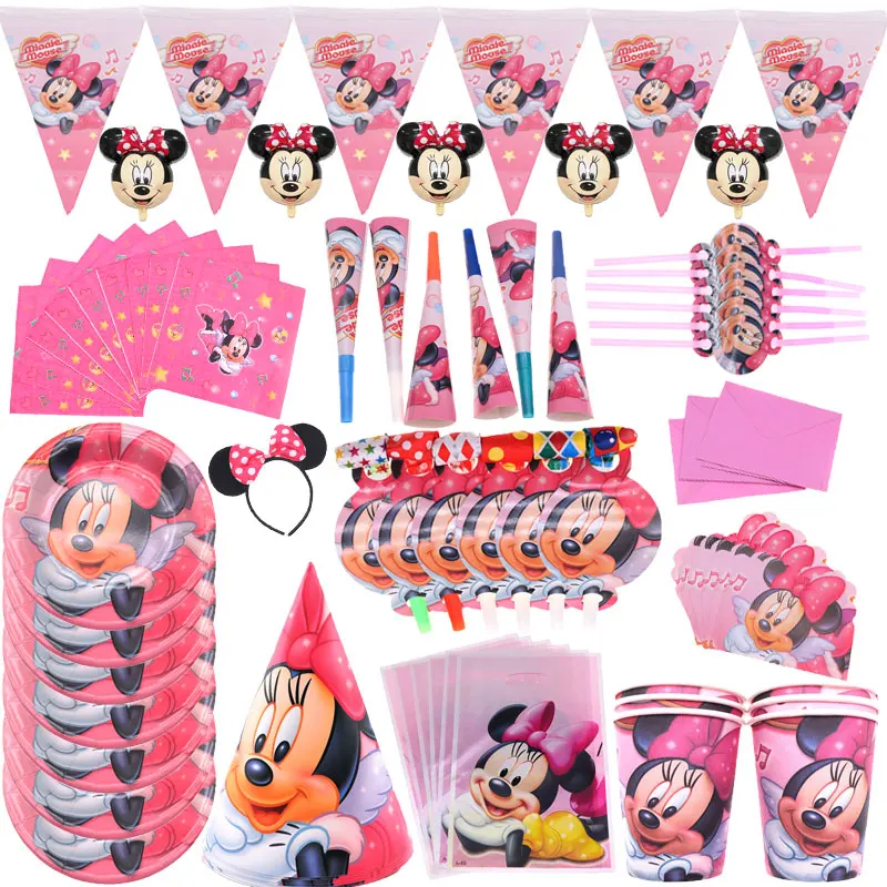 Тема Минни одноразовый набор бумажная тарелка чашка воздушный шар Подарочная