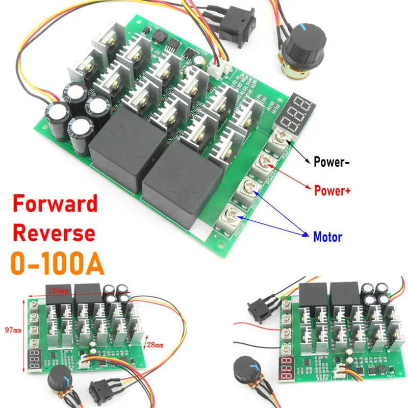DC10V-55V 12 В 24 в 36 48 55 100A светодиодный дисплей регулируемый ток управление скоростью