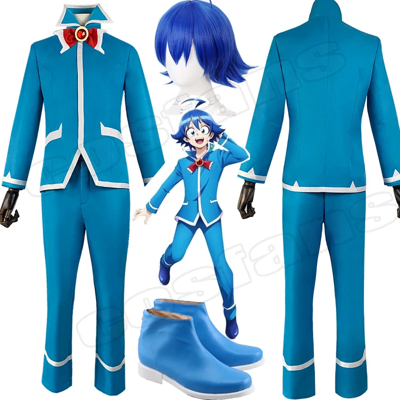 

Anime Mairimashita! Iruma-kun Osamu Nishi Cosplay Iruma Suzuki Costume Blue School Uniforms Set Shoes Halloween Carnival Suit