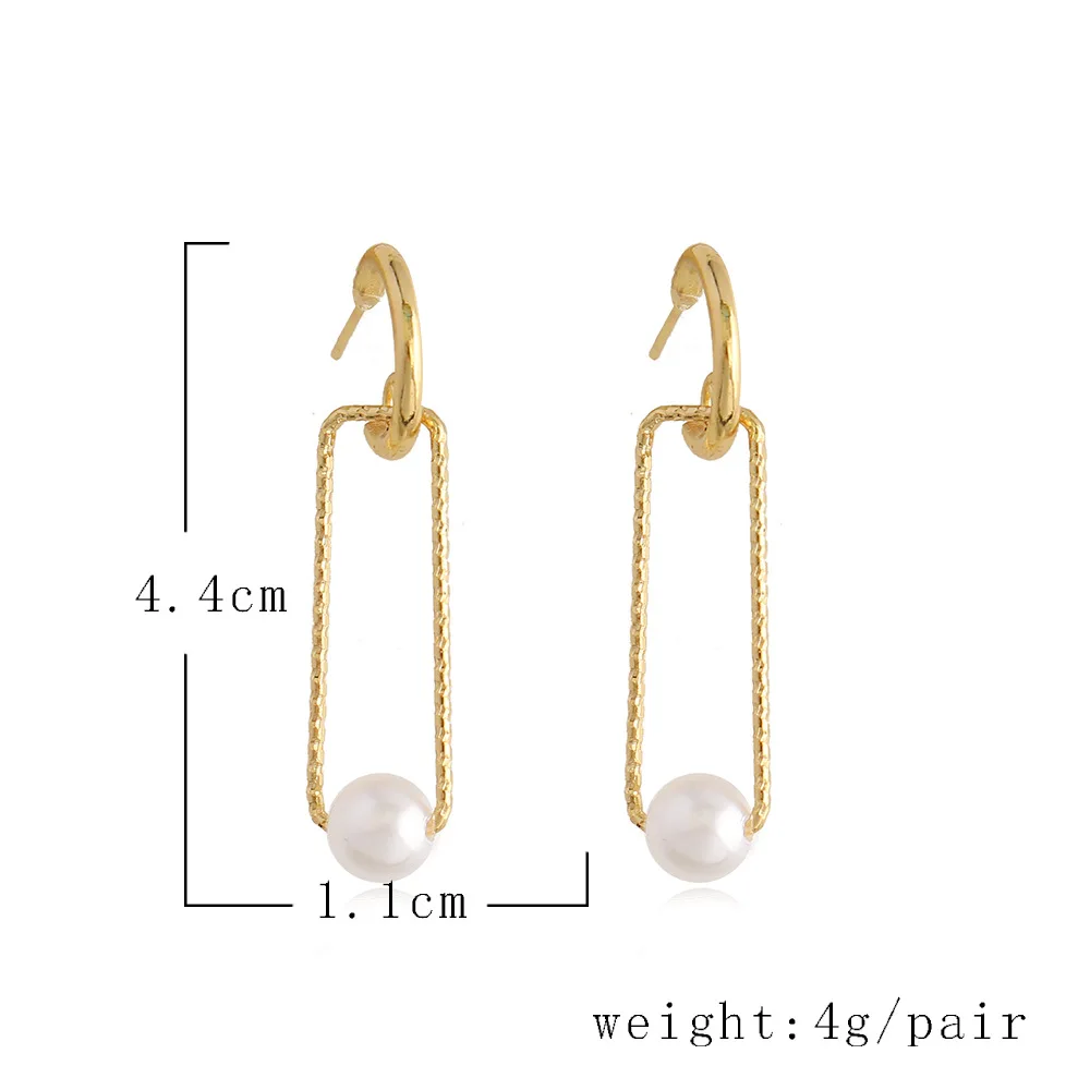 

Lost Lady Hollow Geometric Simulated Pearl Pendant Earrings Statement Fashion Women Earrings Simple Jewelry Party Gifts