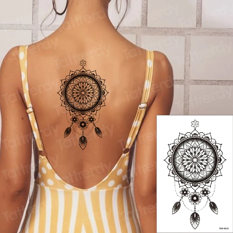

Temporary Tattoo Sticker Lotus Dreamcatcher Fake Tatto henna Tatoo Waterproof Back leg Abdomen Arm tatouage Women Men Beach new