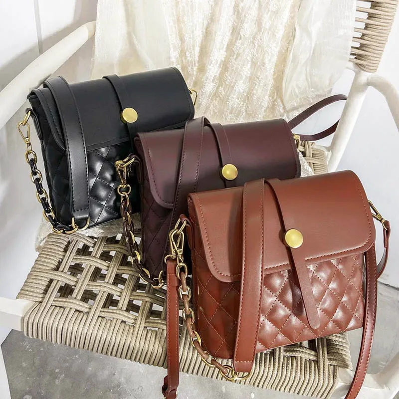 

Retro Shoulder Bags For Women Bucket Bag 2021 PU Leather Travel Hand Tote Female Messenger Bag Fashion Handbag Women Clutches