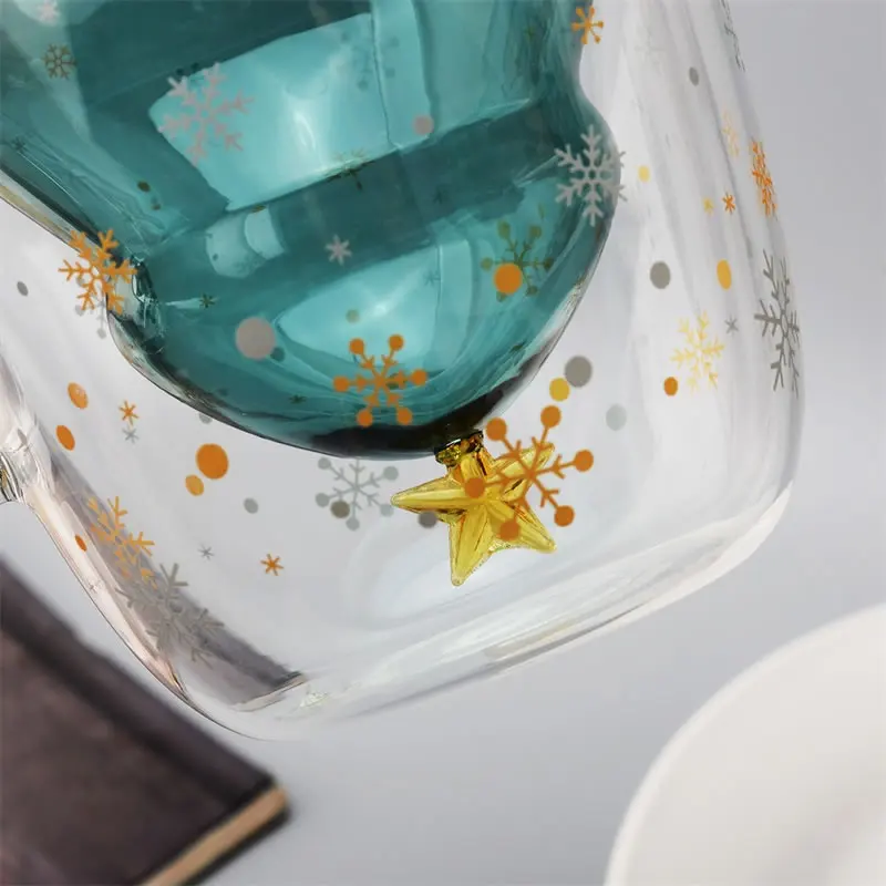 

Upspirit 270mL Christmas Tree Glass Cup Insulated Double Wall Layer Beer Water Drinking Cups Coffee Milk Mug Tumbler Drinkware
