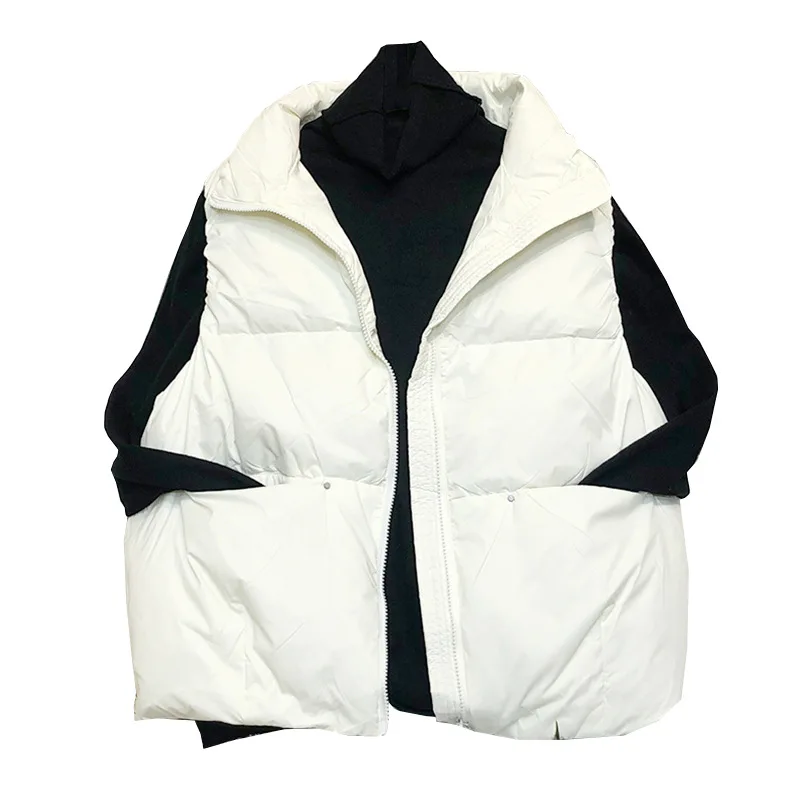 

White Duck Down Jacket Stand-up Collar Short Light and Warm White Duck Down Sleeveless Vest Down Jacket Women Winter