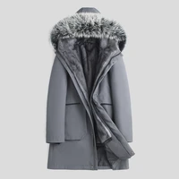 hooded big raccoon fur collar parkas 2021 winter warm thick cross mink fur liner jackets mens clothing chaquetas hombre gmm550