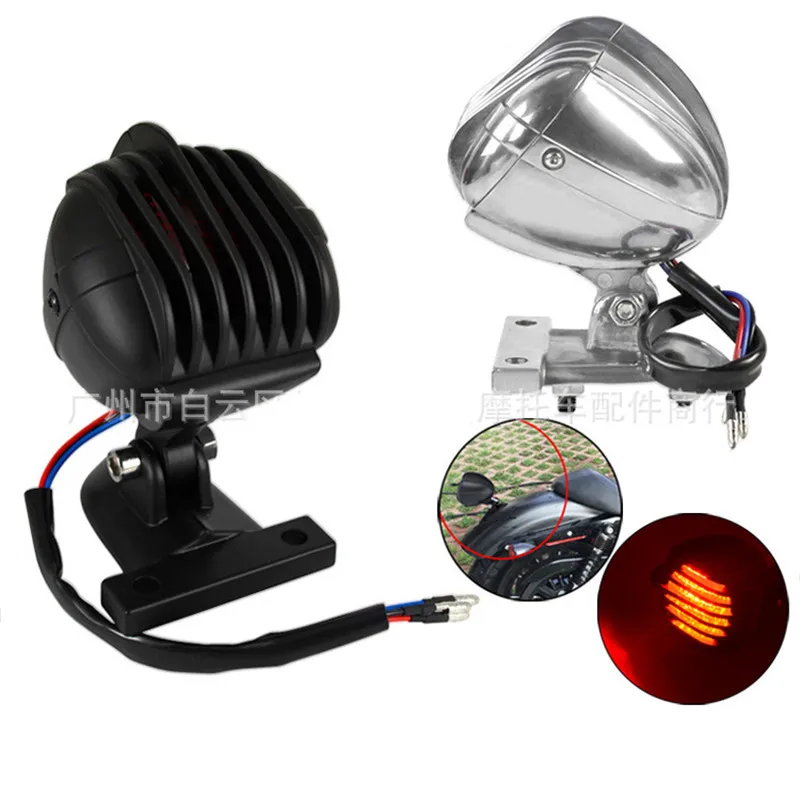 

top quality metal chrome black silver motorbike brake blinker light for harley prince cruise Softail LED motorcycle tail light