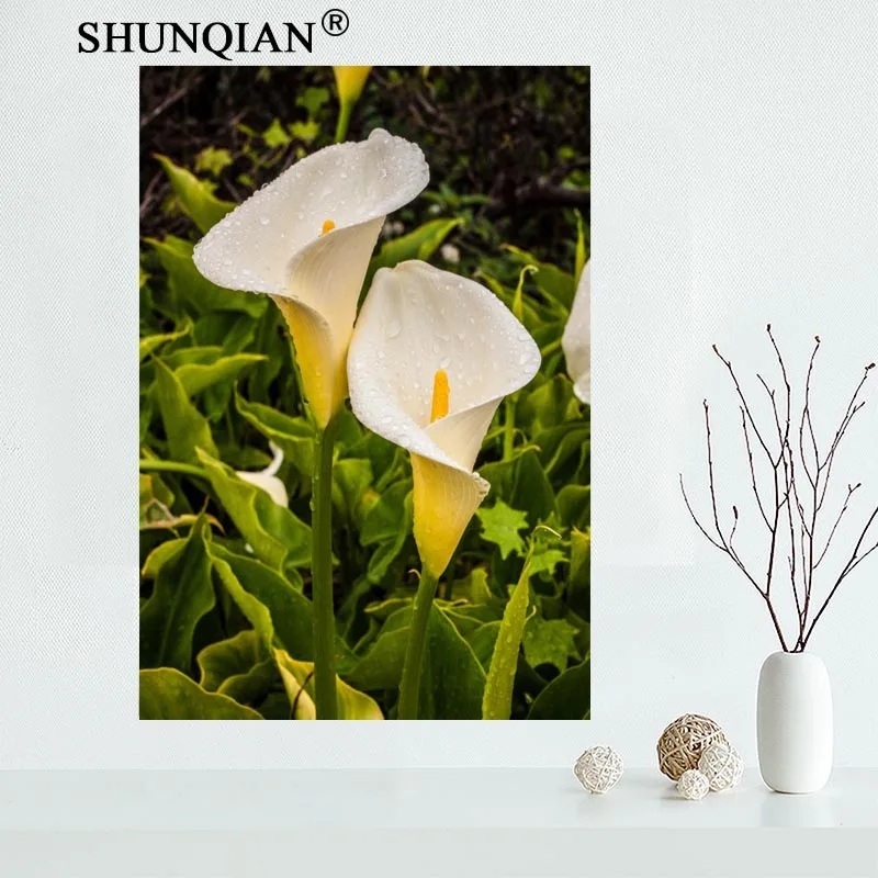 Custom Canvas Wall Decor Calla lily Colorful Poster Cloth Silk Fabric Posters And prints Home Painting | Дом и сад