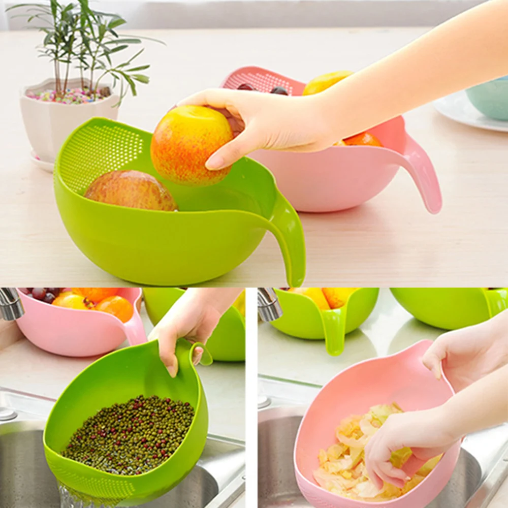 

Multi-functional plastic washing rice drainer fruit and vegetable basket washing basket with Handle Basket Kitchen Supplies