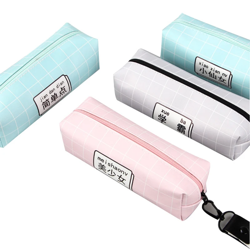 1 шт. милый чехол для карандашей из искусственной кожи на молнии с китайскими