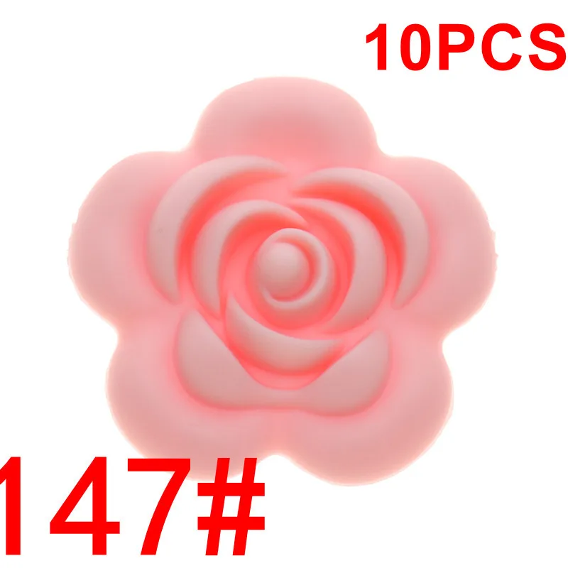147 Baby Pink Fkisbox 10 шт. Силиконовые Розовые Детские зубные кольца BPA бесплатно цветок жемчуг бижутерия для прорезывания зубов DIY пустышка цепь очаровательные игрушки для кормления - Цвет: 147 Baby Pink