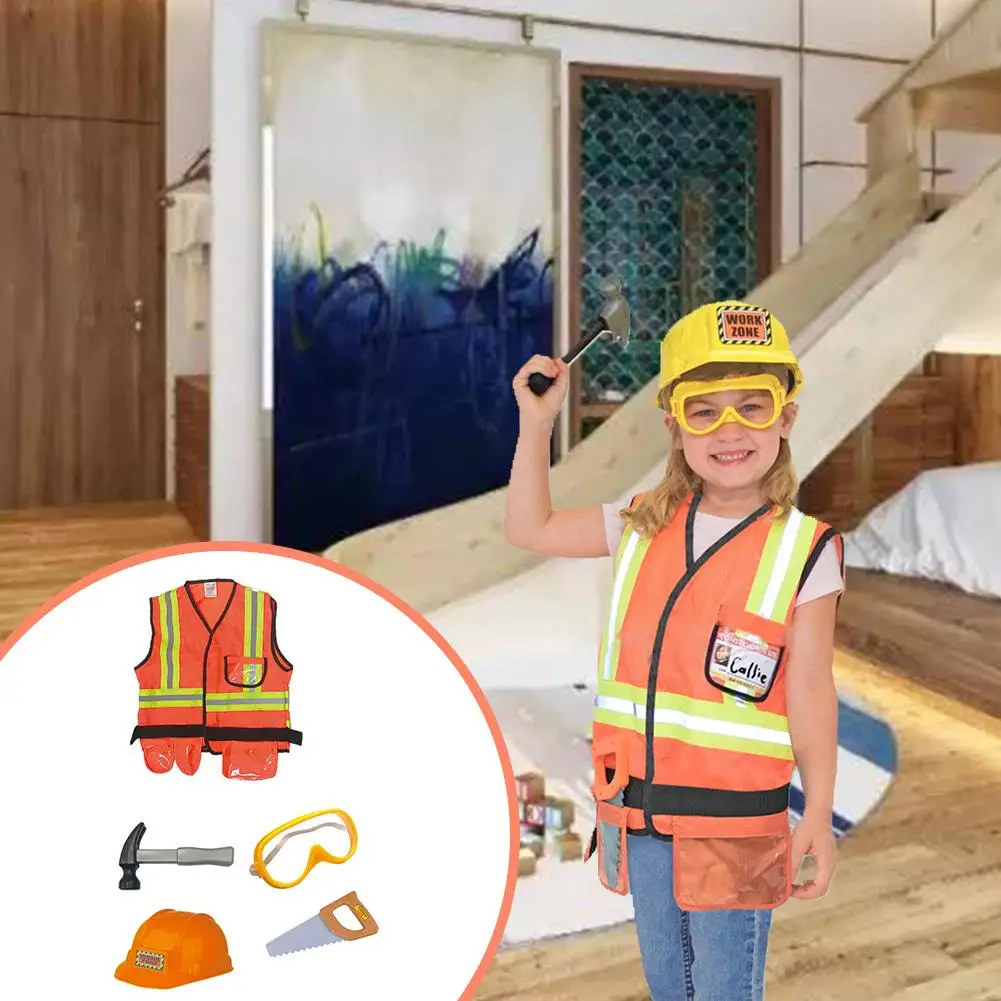 

New Hot Children's Engineering Costume Kids Construction Worker Cosplay Costume Professional Experience Clothing Uniform Set