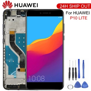 5 2 original lcd for huawei p10 lite display touch screen with frame for huawei p10 lite lcd screen was lx1 was lx1a nova lite free global shipping