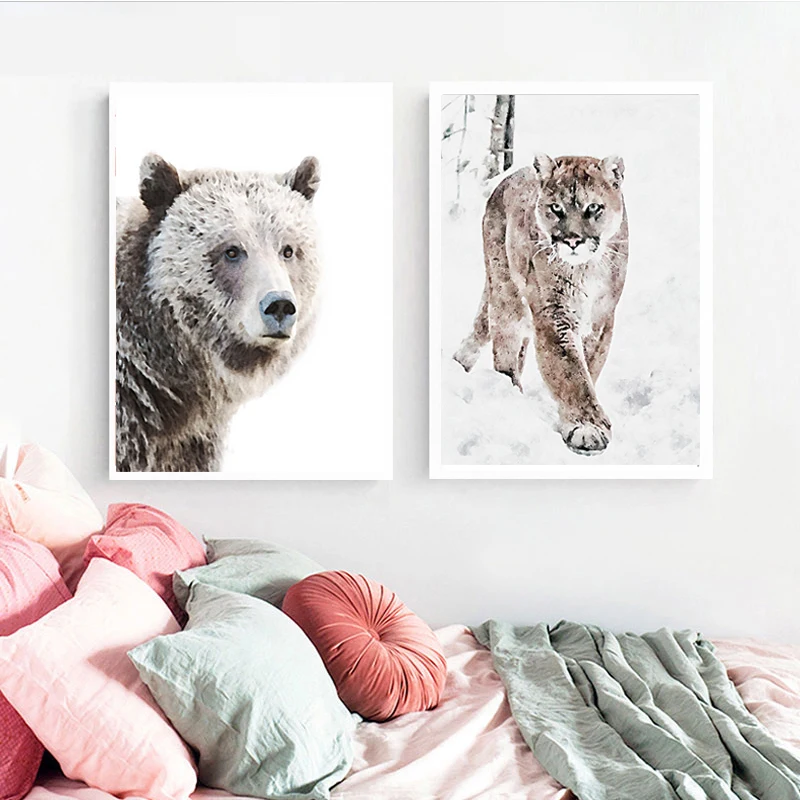 

Watercolour Animal Tiger bear Art prints Wall Art Pictures Canvas Painting ScandinavianCanvas Poster Painting Home Decor