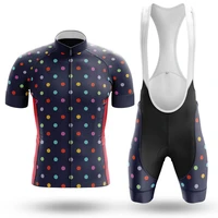 2022 polka dot cycling jersey set sport team bike men clothing quick dry summer sleeve cycling road ride shirt bib short gel pad