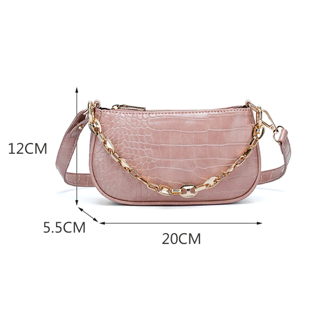 

Fashion Chain Female Shoulder Bag Vintage Crocodile Pattern Women Small Crossbody Bags PU Leather Ladies Baguette Purse Handbags