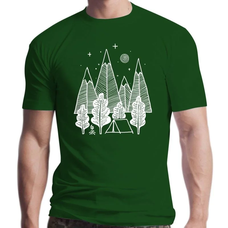 

New Camp Line Tops T Shirt Men Hiker Hiking Camping Holiday T-Shirt Outdoor Natural Clothes Fitness O Neck Cotton Tees