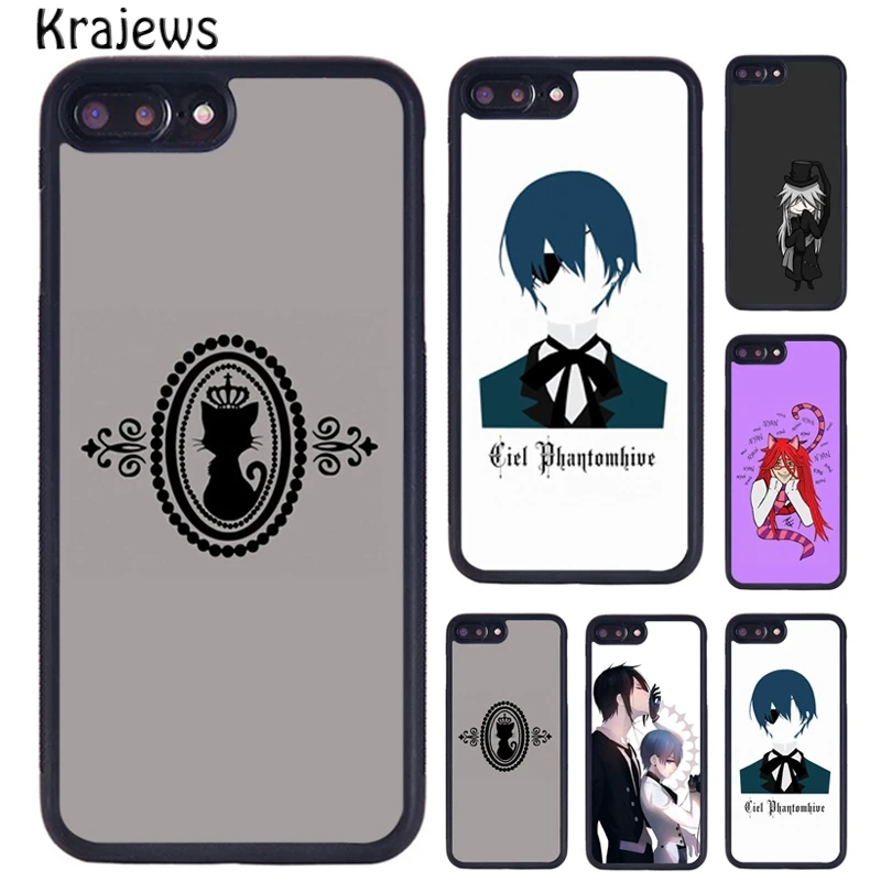 Чехол для телефона krajew с аниме черный Батлер Kuroshitsuji iPhone 7 8 Plus 11 12 Pro X XR XS Max Samsung Galaxy
