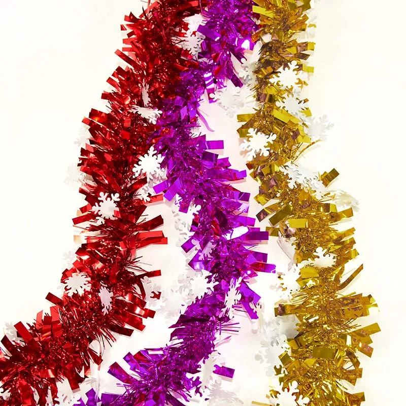 180cm Christmas Color Bar Christmas Ornaments Glitter Sequin Garland White Snowflake For Xmas Tree New Year Party Home Bar Decor