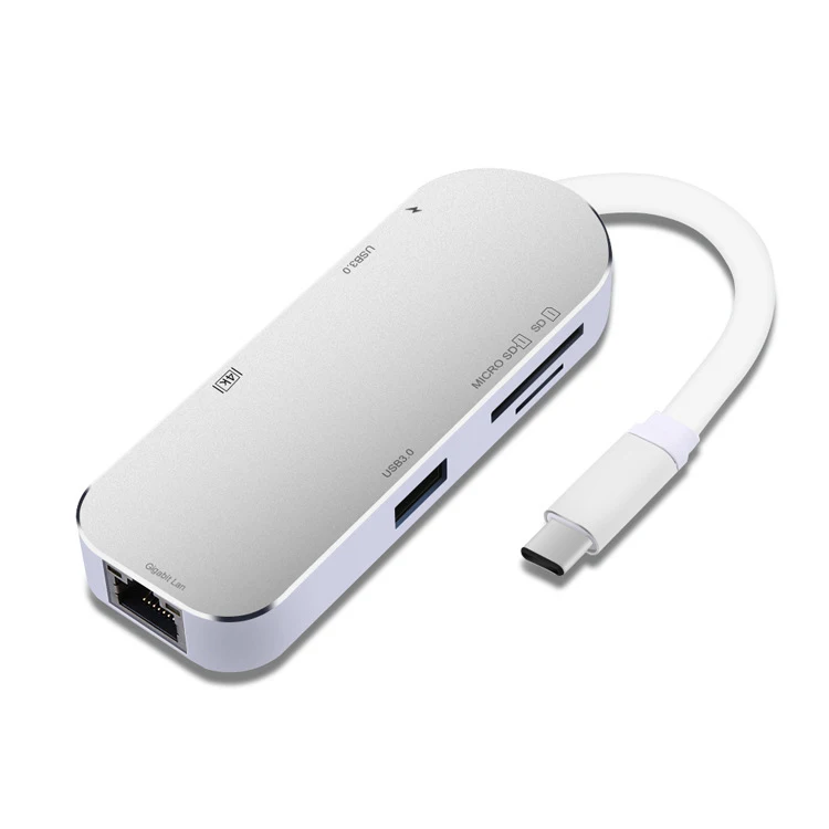 7 в 1 конвертер type C USB C концентратор к HDMI 4K адаптер 10/100/1000 м RJ45 порт USB C разветвитель док-станция для ноутбука MacBook USB-C концентратор