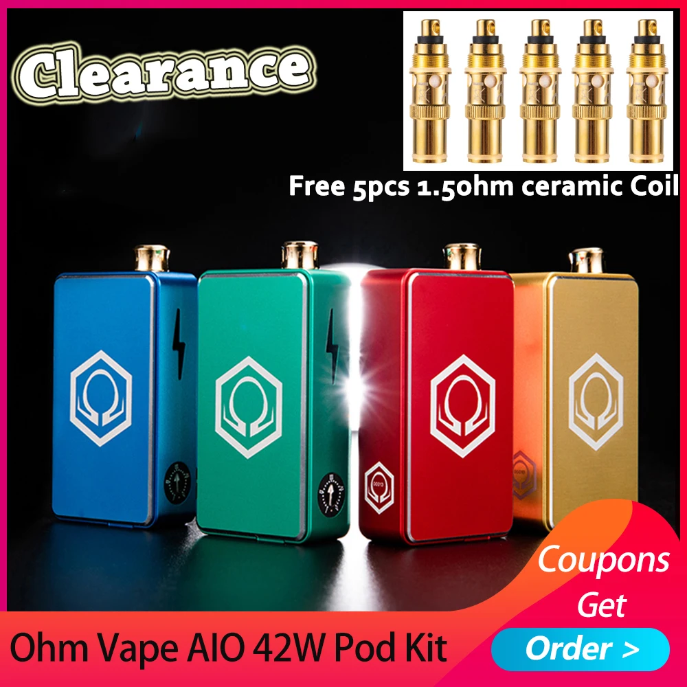 Распродажа! Ohm Vape AIO Pod Kit 42 Вт бокс мод питание от одного 18650 3 мл 0.3ohm и 1.5ohm
