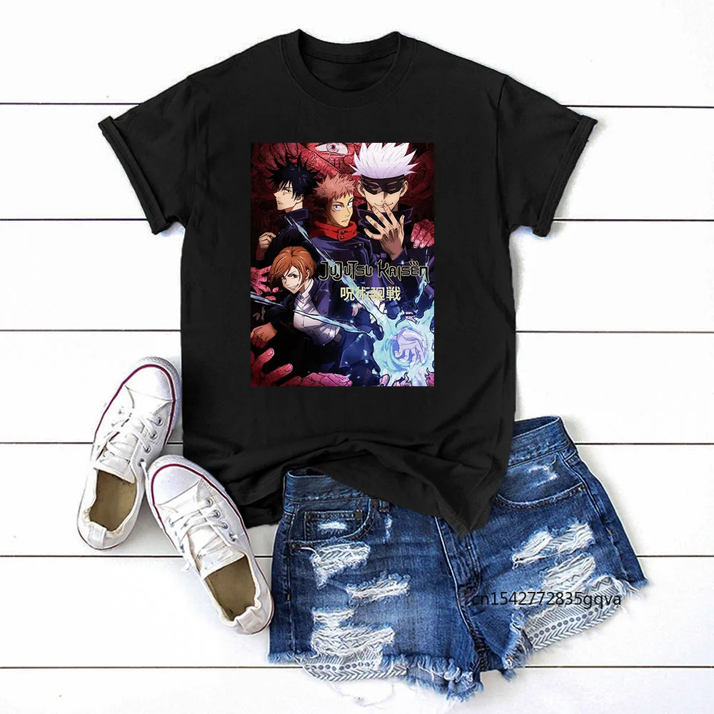 

Jujutsu Kaisen Japan Anime Print 2021 T-shirts Fashion Casual T-shirt Hip Hop Street Top Tees Ummer Tshirt for Female
