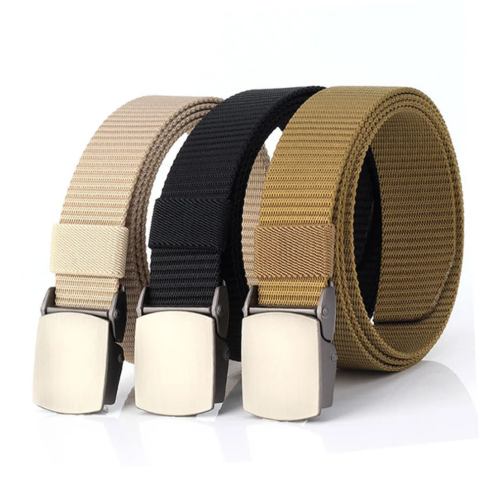 

CANTIK 3.0cm Width Quality Unisex Nylon Belts for Men Sliver Automatic Buckle Metal Clothing All Over Jeans Accessories CBCA122