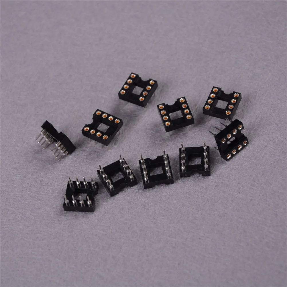 10pcs/lot Dip-8 Round Ic Socket 8 Pin 8pin 8p Hole Dip Sockets Adaptor Solder Type |