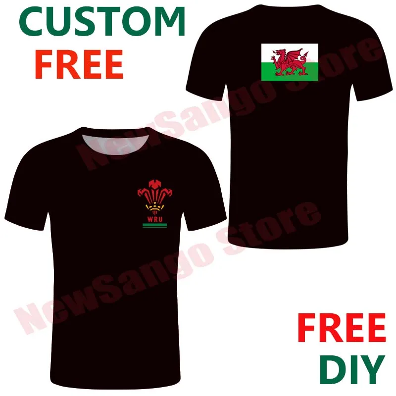 Мужская футболка с надписью Cymru логотипом кельтского регби на заказ флагом