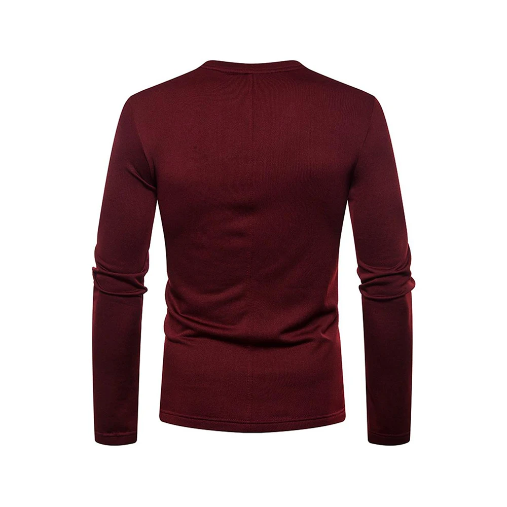 Базовые Топы на осень и зиму теплая футболка с V-образным вырезом мужские