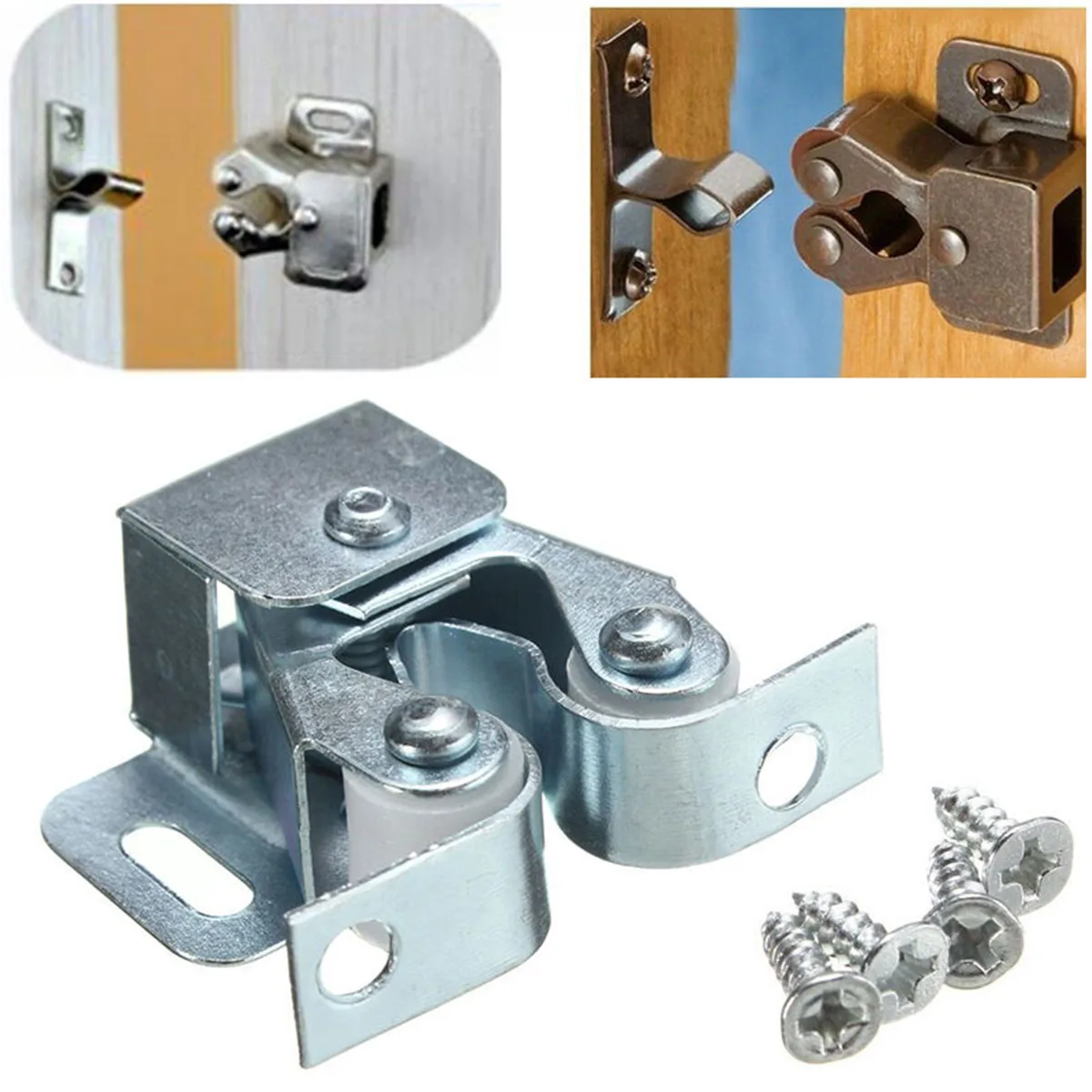 

Double Roller Catch Cupboard Cabinet Door Caravan Latch Hardware Silver/Copper
