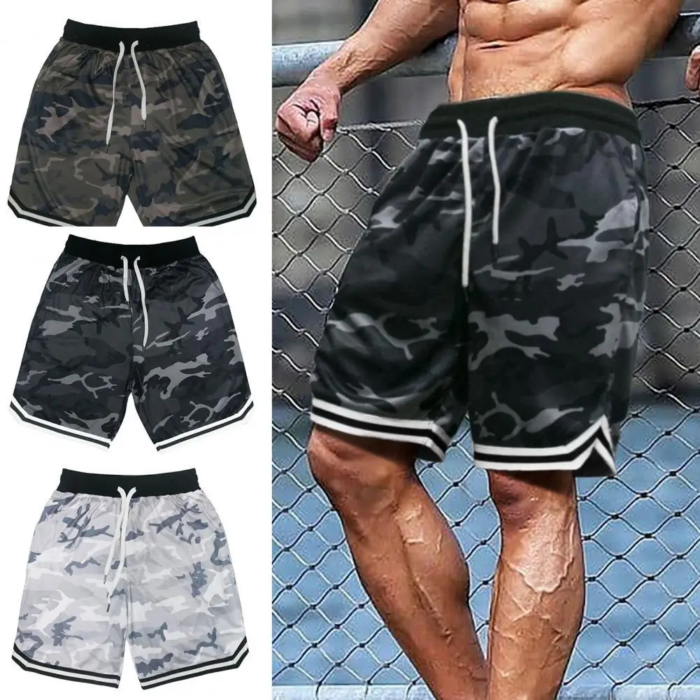 

2021 Fitness Shorts Camouflage Design Waist Drawstring Polyester Quick Dry Sports Short Trousers for Outdoor pantalones cortos