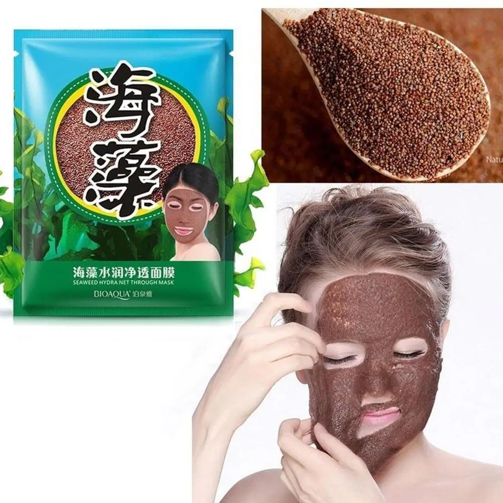 

1pcs Natural Seaweed Mask Moisturizing Hydrating Contractive Aloe Pore Mask Face Algae Skin Care Seed Masks M3S0