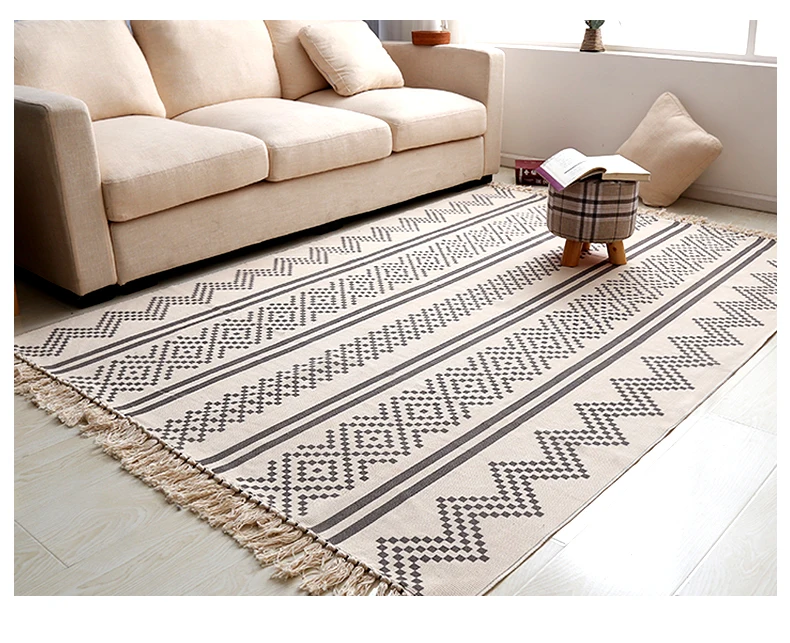 Morocco Hand Woven Living Room Carpet Geometric Blanket Home Bedroom Area Rugs Floor Sofa Coffee Table Mat Ins Nordic Carpet