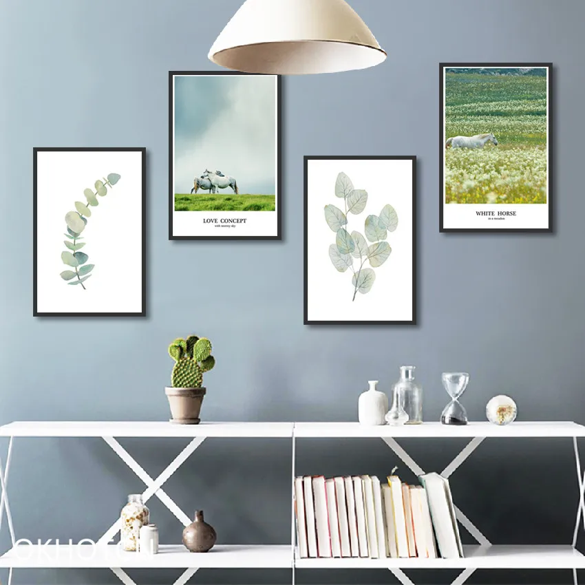 Белая искусственная Живопись Животные Луг картины небо обои для домашней