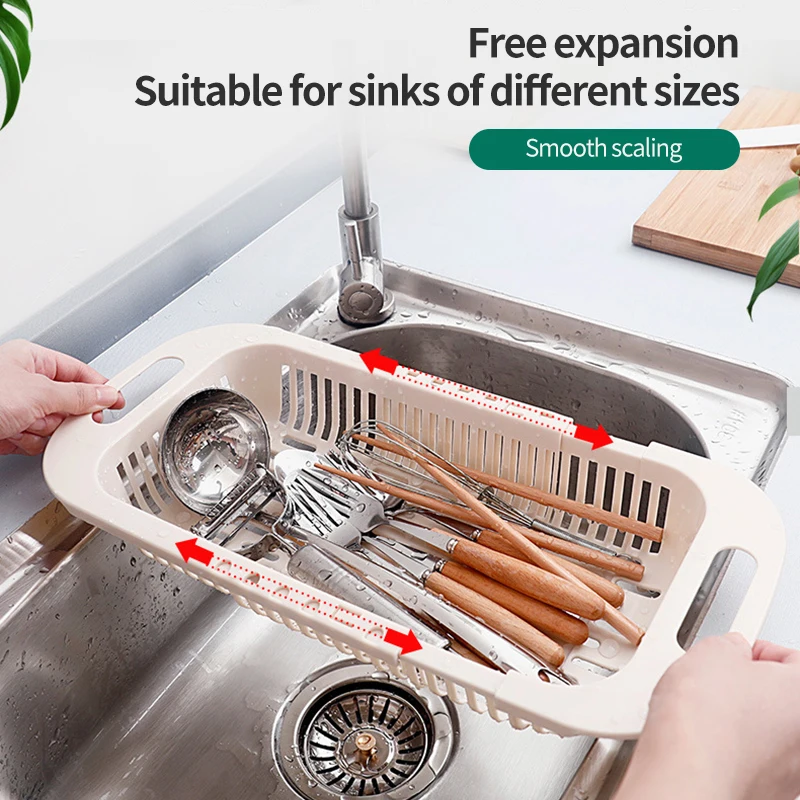 

Adjustable Dish Drainer Sink Drain Basket Washing Vegetable Fruit Plastic Drying Rack Kitchen Accessories Organizer Dropshipping