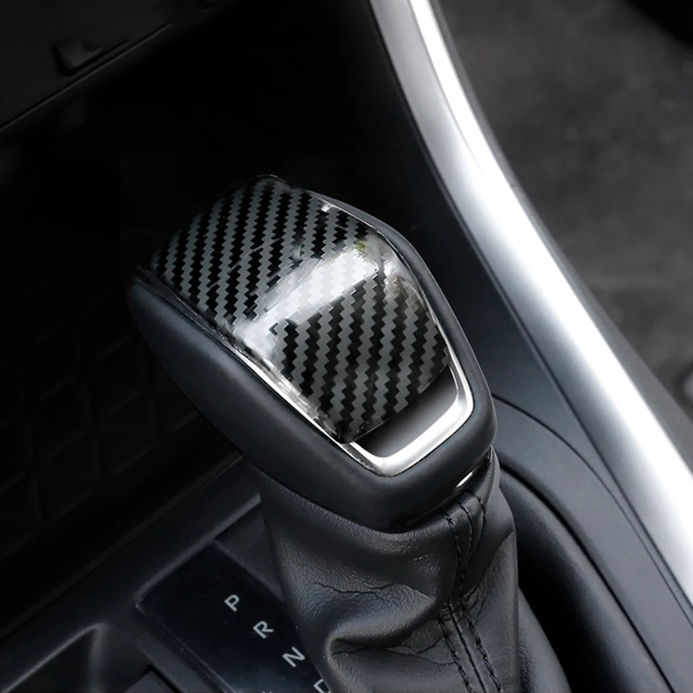 

Carbon Fiber Look Gear Shift Knob Cover Trim For 2019 2020 Toyota RAV4