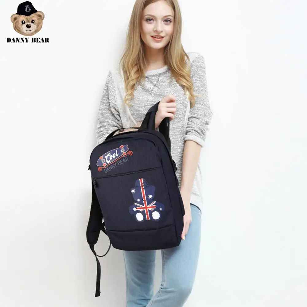 Danny Bear однотонный рюкзак с принтом Модная студенческая дорожная сумка для
