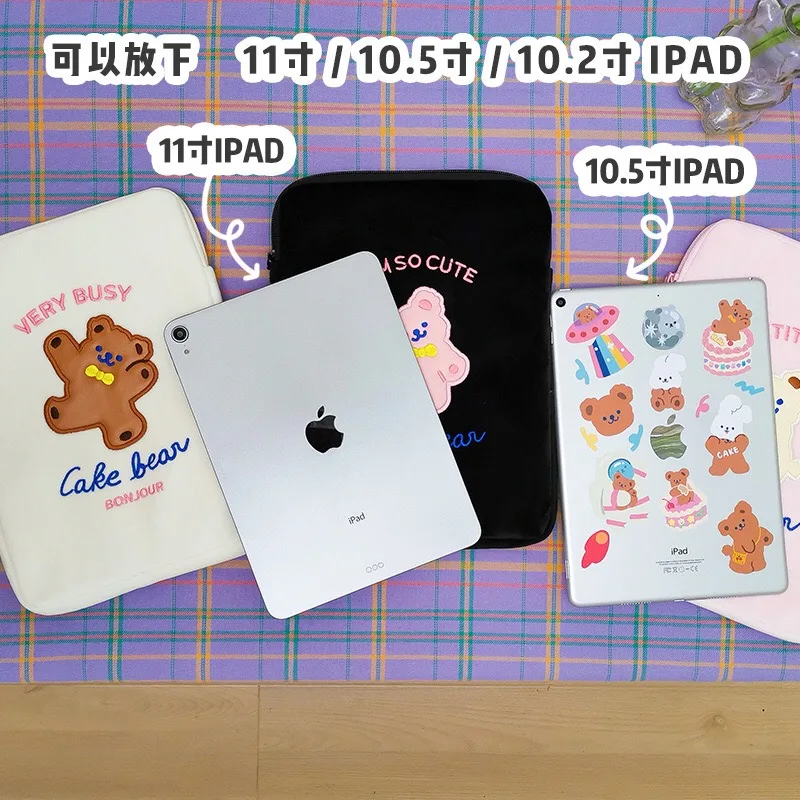 Milkjoy Bear Tablet Samsung Case Fashion Ipad air Sleeve 10.5 11inch Mac ipad Case Holder Cute Korea iPad Bags