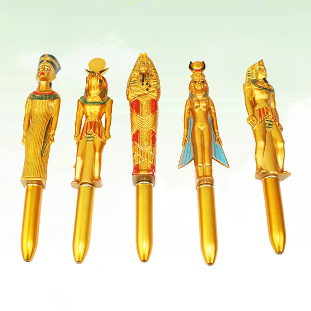 

5pcs Creative Ball-Point Pen Egyptian Character Pharaoh Shaped Craft Ball-Point Pen Promotional Activity Gift for Home Store Sch