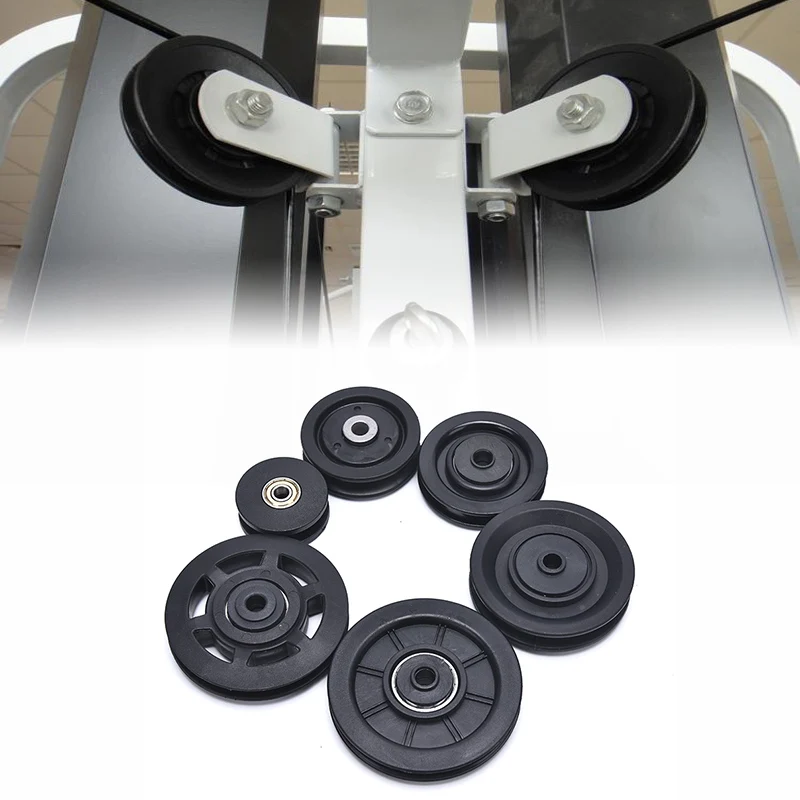 

1Pcs Gym Bearing Pulley 90mm Wearproof Nylon Bearing Pulley Wheel Cable Universal Fitness Gum Bearing Pulley Fitness Equipment