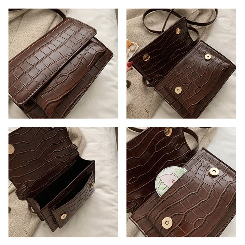 Retro Stone Pattern PU Leather Crossbody Bags For Women 2020 Spring Fashion Shoulder Messenger Bag Lady Travel Purse and Handbag Багаж и