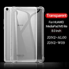 Противоударный силиконовый чехол для Huawei MediaPad M5 Lite 8,0 JDN2-AL00W09, прозрачный, резиновая подушка безопасности, гибкий бампер + закаленное стекло
