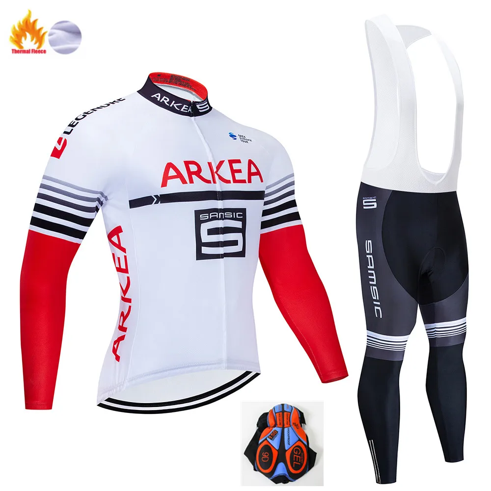 Winter Cycling Suit ARKEA Pro team зимний теплый флисовый комплект с длинным рукавом для велоспорта, Мужская велосипедная футболка, bicicleta Invierno Lana Ropa ciclismo Traje - Цвет: Winter Cycling Suit