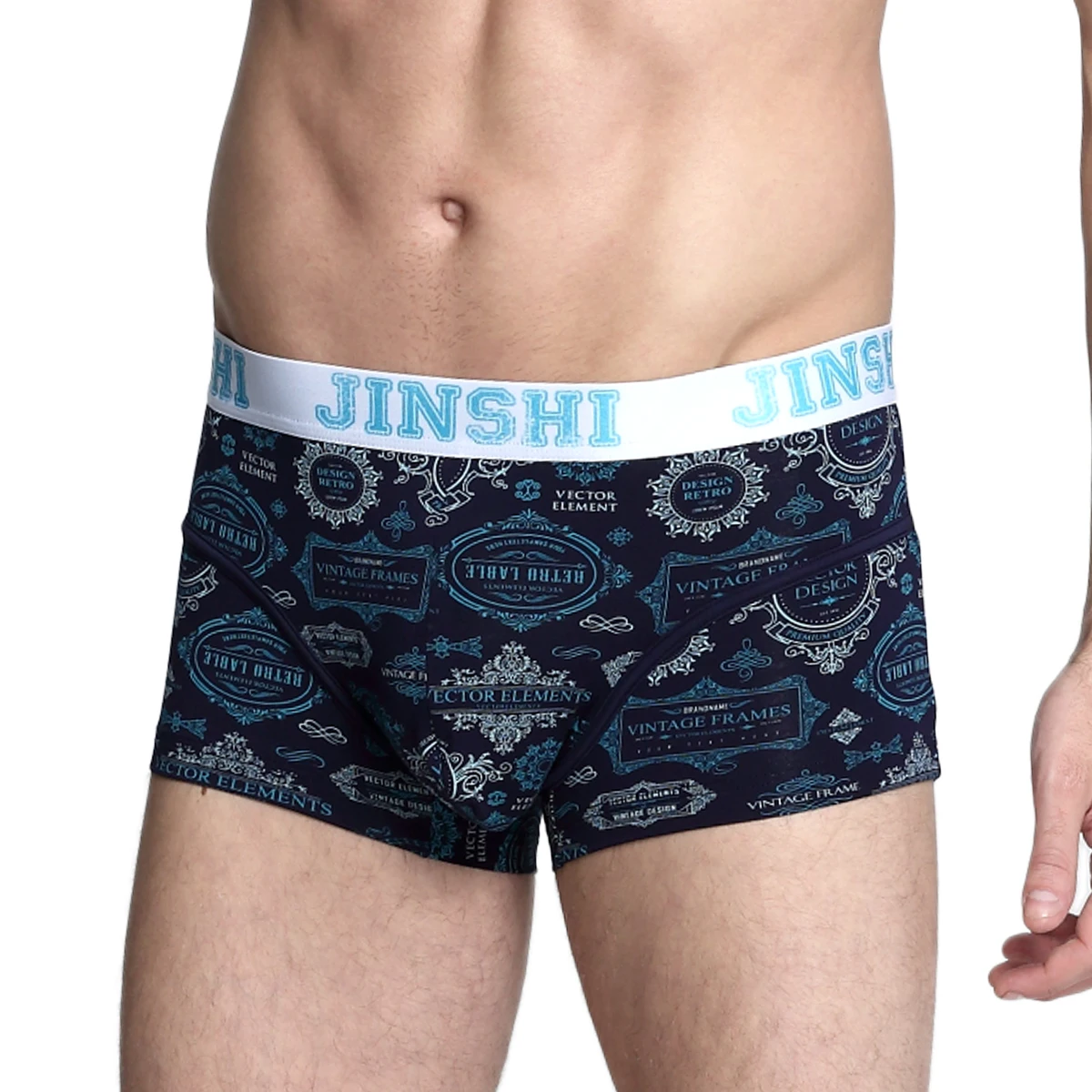 Men Boxer Briefs Underwear Bamboo Comfortable Breathable Print Men's Trunk Boxer Male Panties