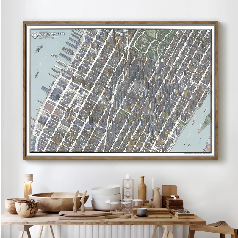2000 карта Манхэттена Нью Йорк Америка Приключения карты холст картина плакат в