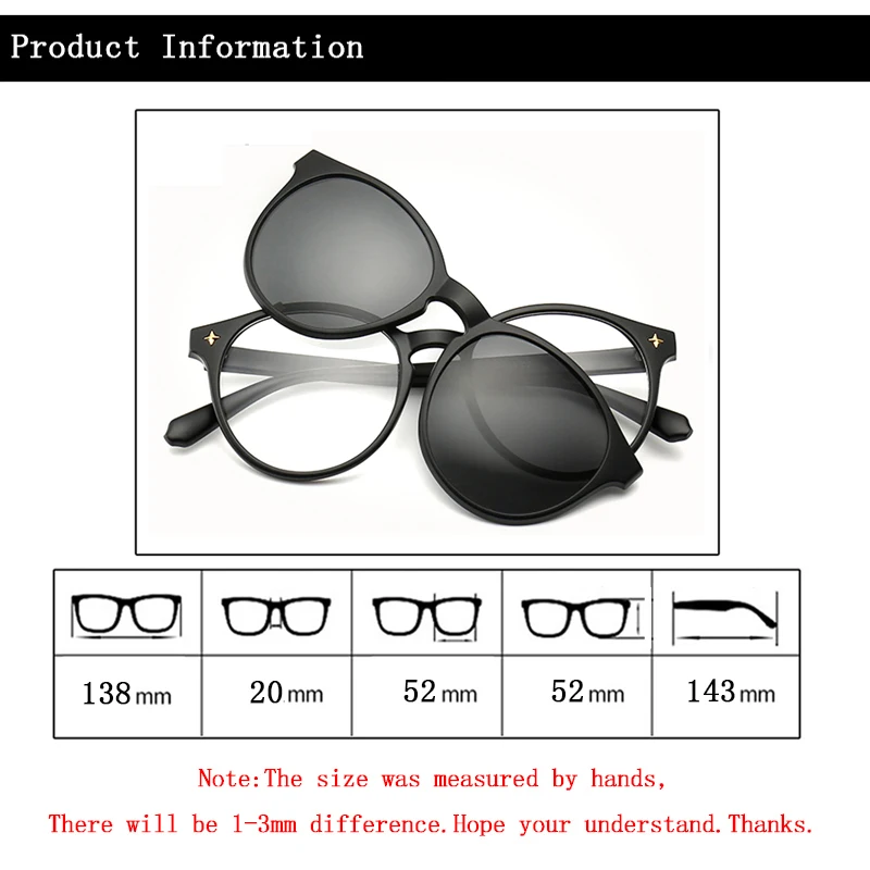 Набор Магнитных солнцезащитных очков для мужчин и женщин 6 в 1