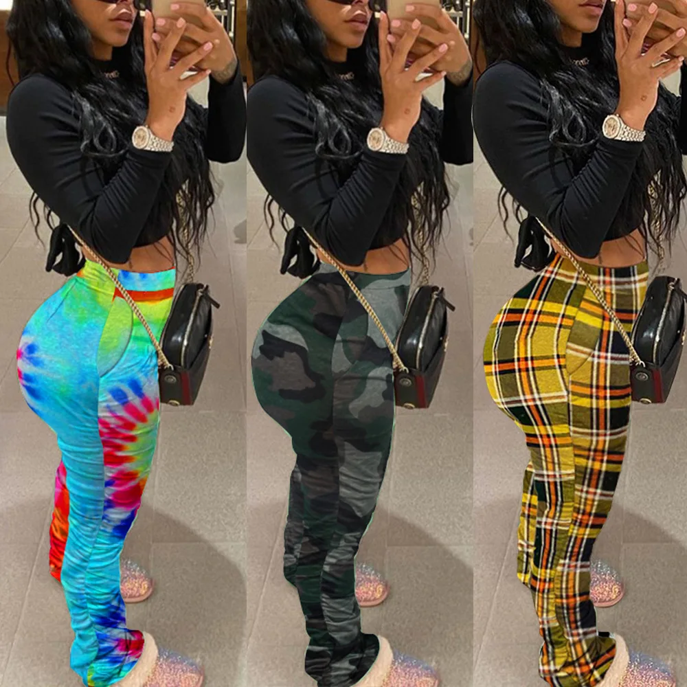 Wjustforu Многослойные спортивные брюки с принтом женская мода уличный стиль