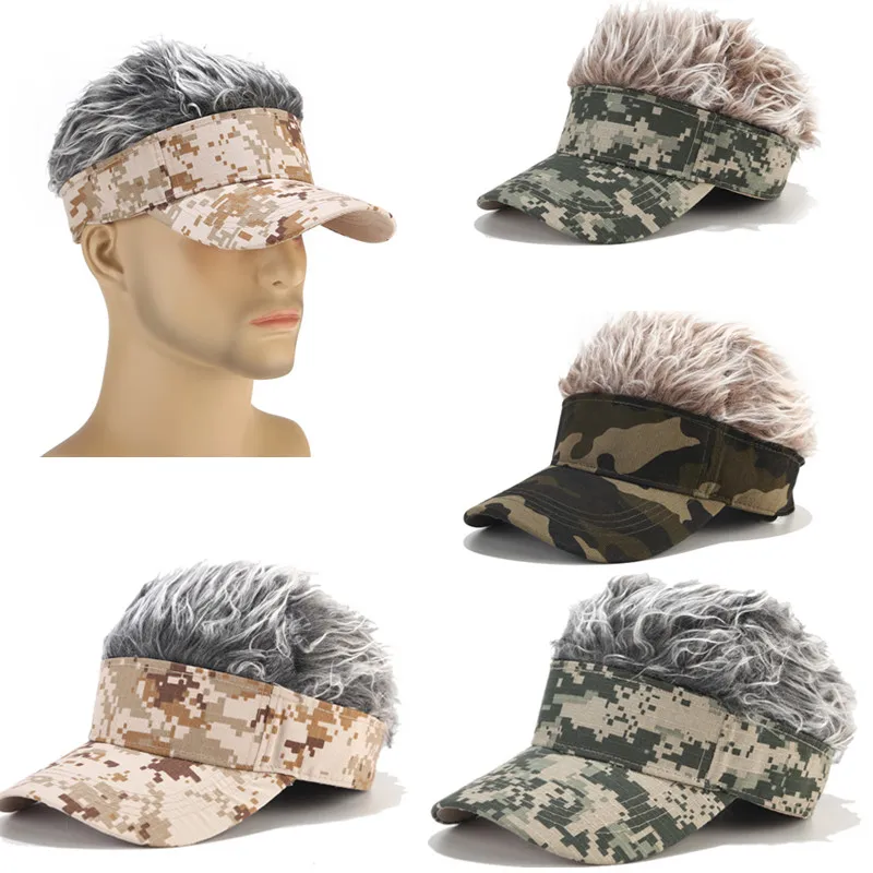 

6 Style Fashion Adjustable Casual Golf Caps Snapback Hats Wig 2 In 1 Camouflage Baseball Men's Gifts Outdoor Hip Hop Decoration